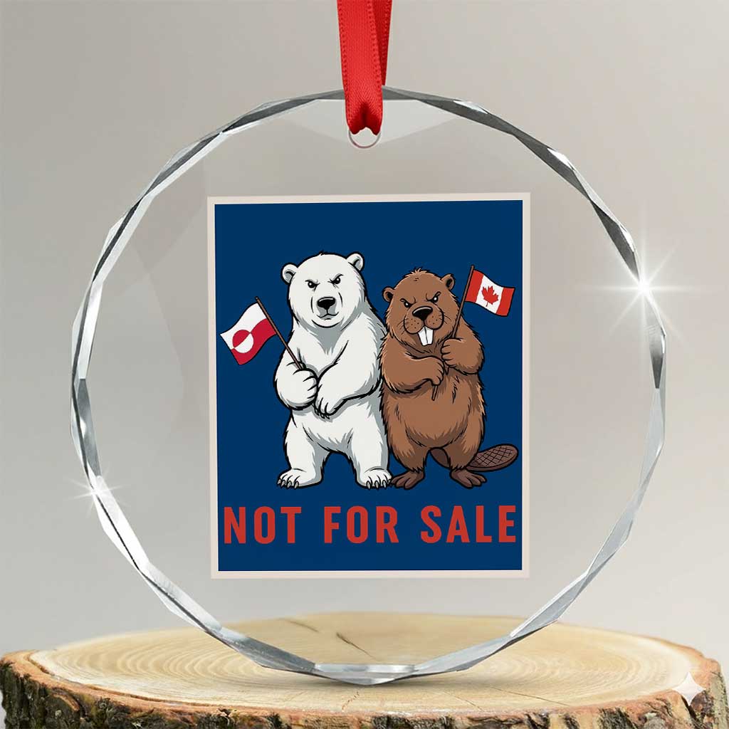 Funny Polar Bear And Beaver Political Protest Crystal Glass Ornament Not For Sale
