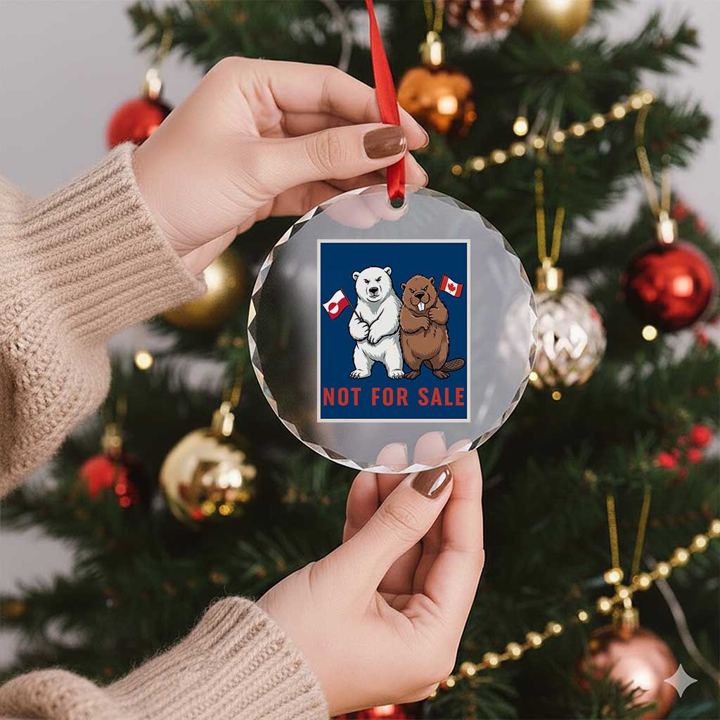 Funny Polar Bear And Beaver Political Protest Crystal Glass Ornament Not For Sale