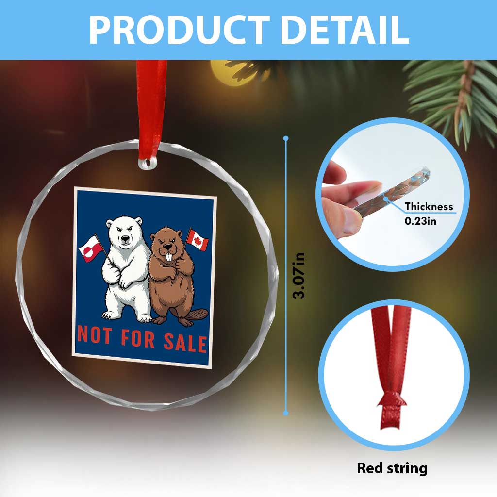 Funny Polar Bear And Beaver Political Protest Crystal Glass Ornament Not For Sale