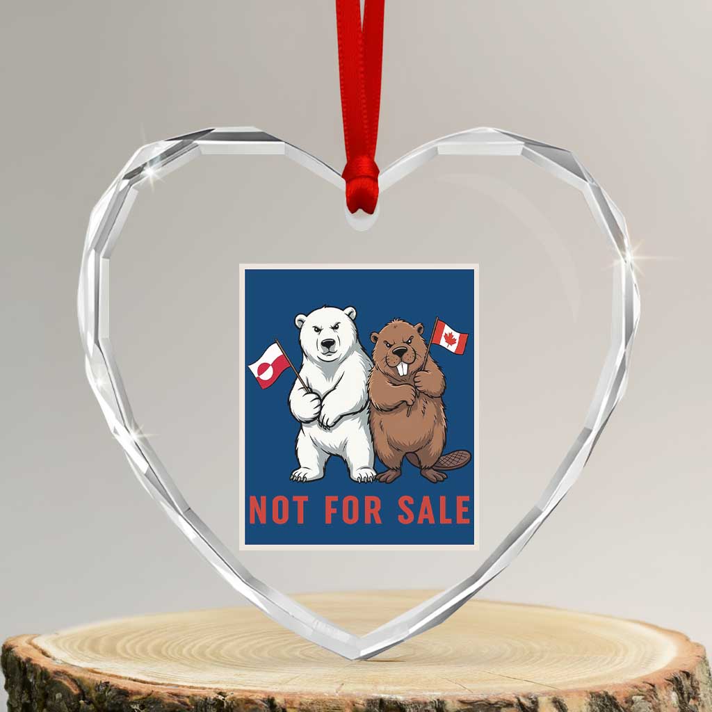 Funny Polar Bear And Beaver Political Protest Heart Crystal Glass Ornament Not For Sale