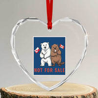 Funny Polar Bear And Beaver Political Protest Heart Crystal Glass Ornament Not For Sale