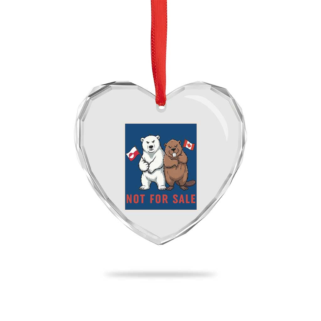 Funny Polar Bear And Beaver Political Protest Heart Crystal Glass Ornament Not For Sale