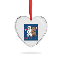 Funny Polar Bear And Beaver Political Protest Heart Crystal Glass Ornament Not For Sale