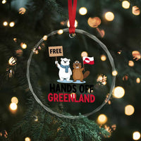 Funny Polar Bear Political Protest Crystal Glass Ornament Hands Off Greenland