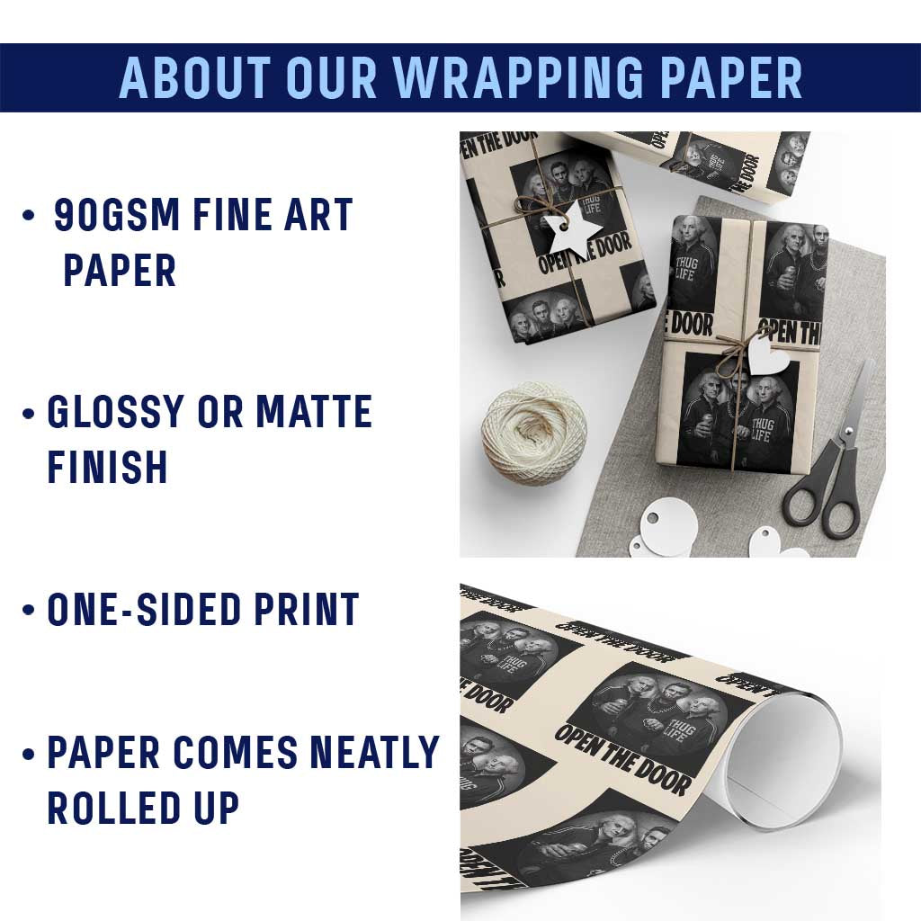 Funny Political American History Wrapping Paper Roll Abraham Lincoln George Washington and Thomas Jefferson Meme