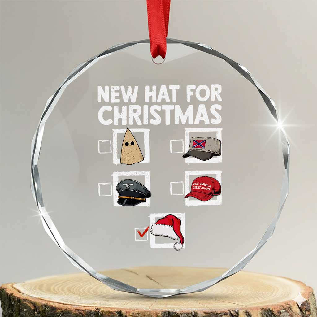 Funny Political Christmas Crystal Glass Ornament Old Hat New Hat - Wonder Print Shop