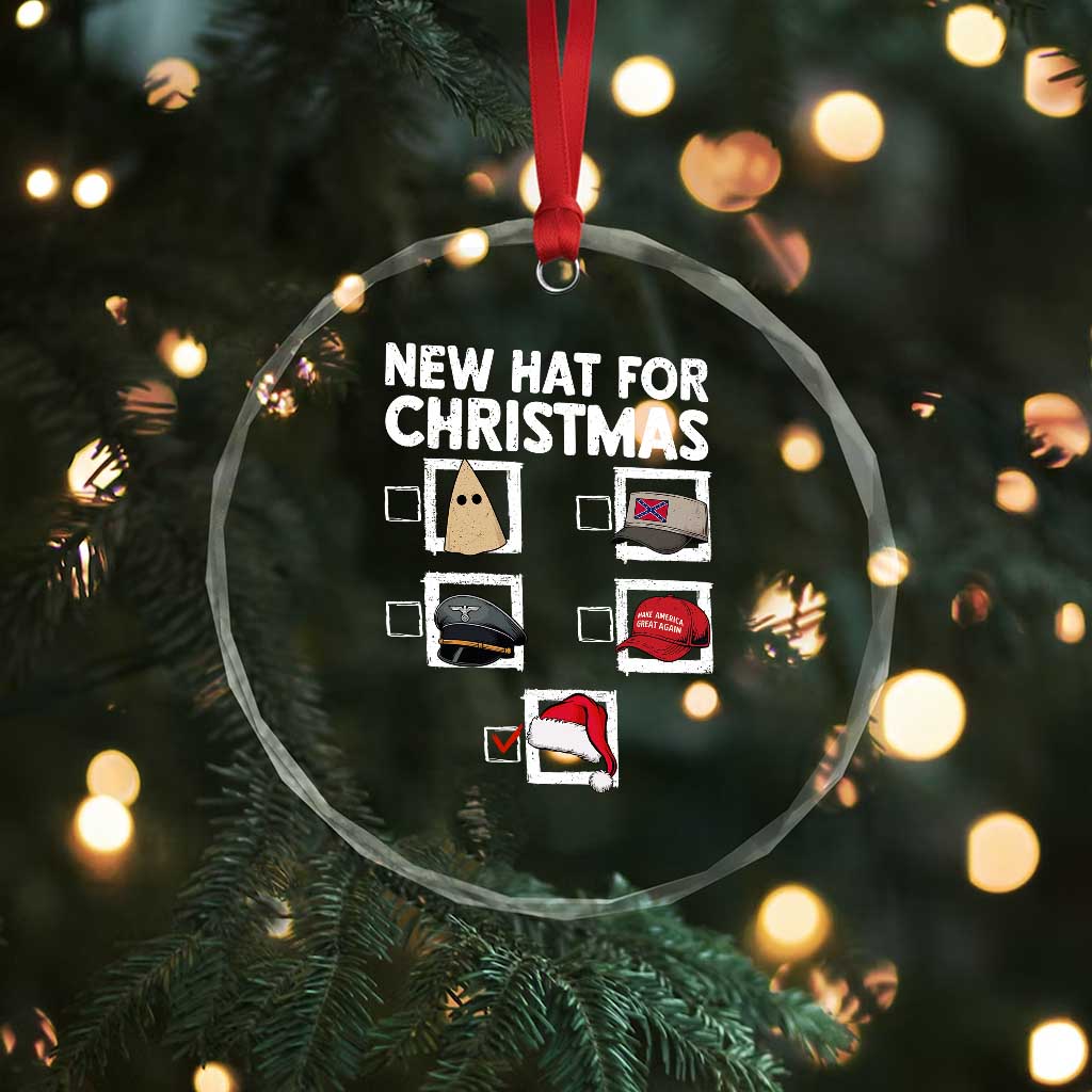 Funny Political Christmas Crystal Glass Ornament Old Hat New Hat - Wonder Print Shop
