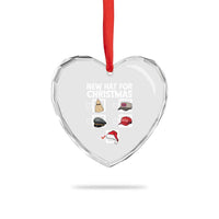Funny Political Christmas Heart Crystal Glass Ornament Old Hat New Hat - Wonder Print Shop