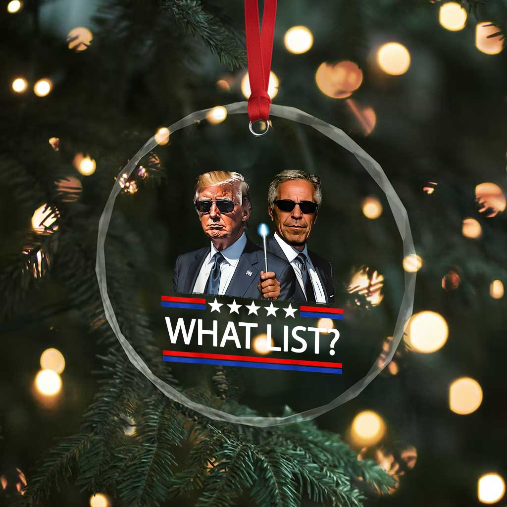 Funny Political Conspiracy Parody Crystal Glass Ornament What List Men in Black Meme - Wonder Print Shop