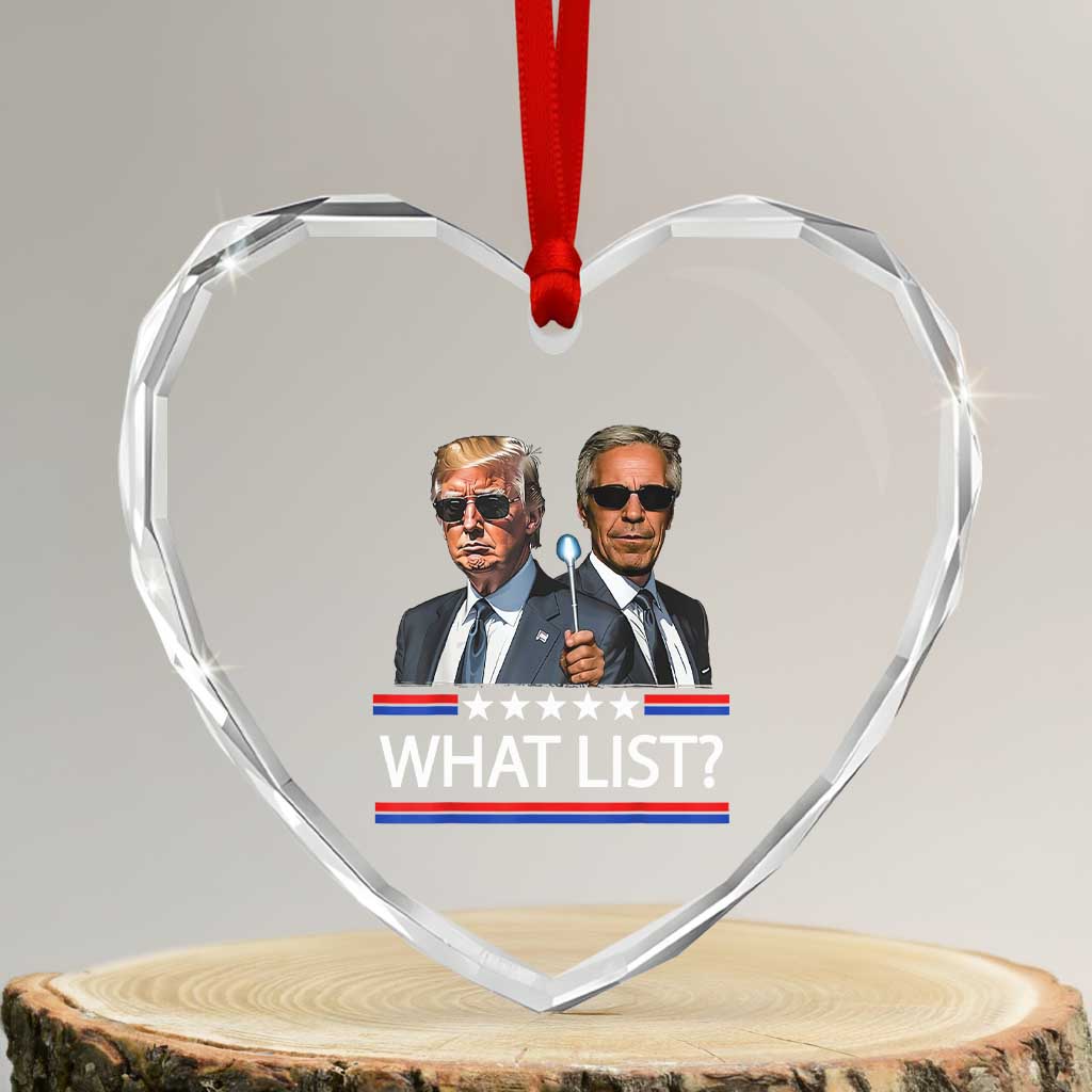 Funny Political Conspiracy Parody Heart Crystal Glass Ornament What List Men in Black Meme - Wonder Print Shop