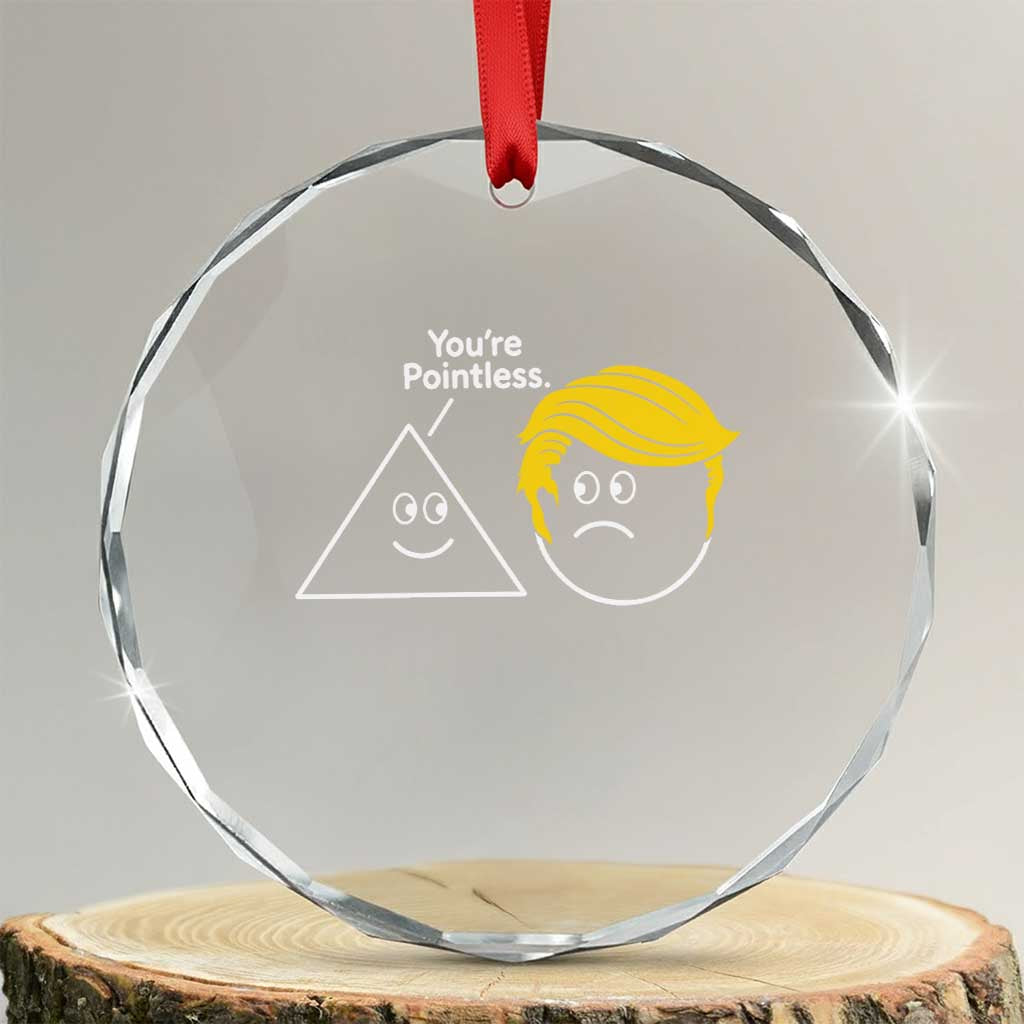 Funny Political Geometry Joke Crystal Glass Ornament Youre Pointless Graphic