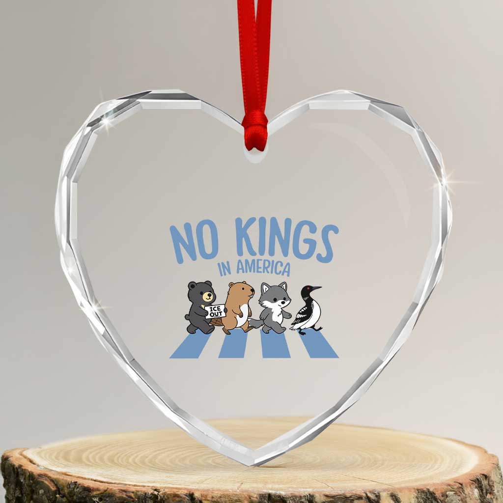 Funny Political No Kings In America Heart Crystal Glass Ornament Gift For Animal Lovers