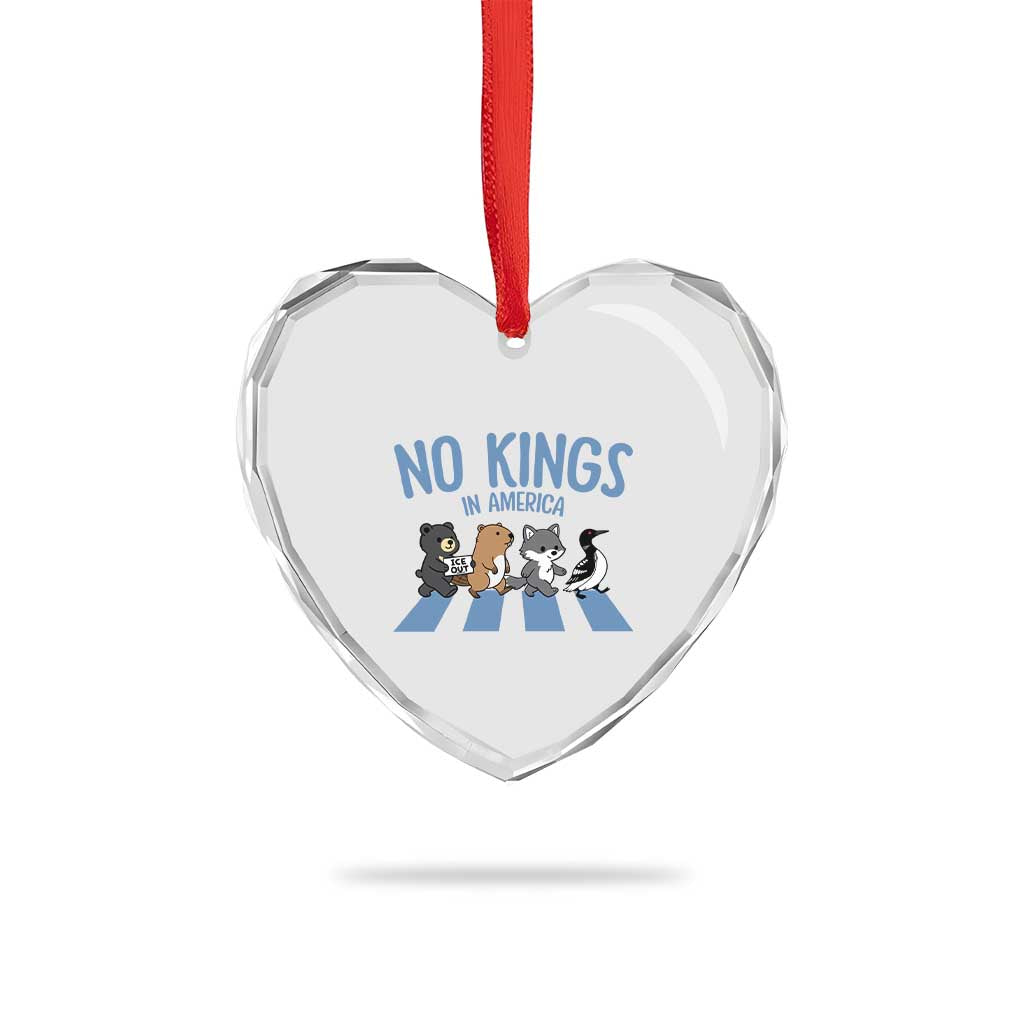 Funny Political No Kings In America Heart Crystal Glass Ornament Gift For Animal Lovers