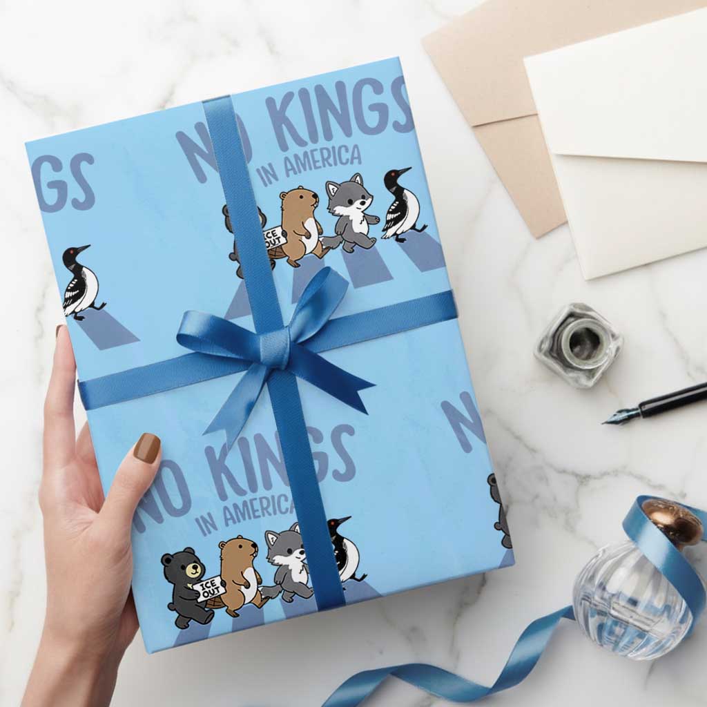 Funny Political No Kings In America Wrapping Paper Roll Gift For Animal Lovers