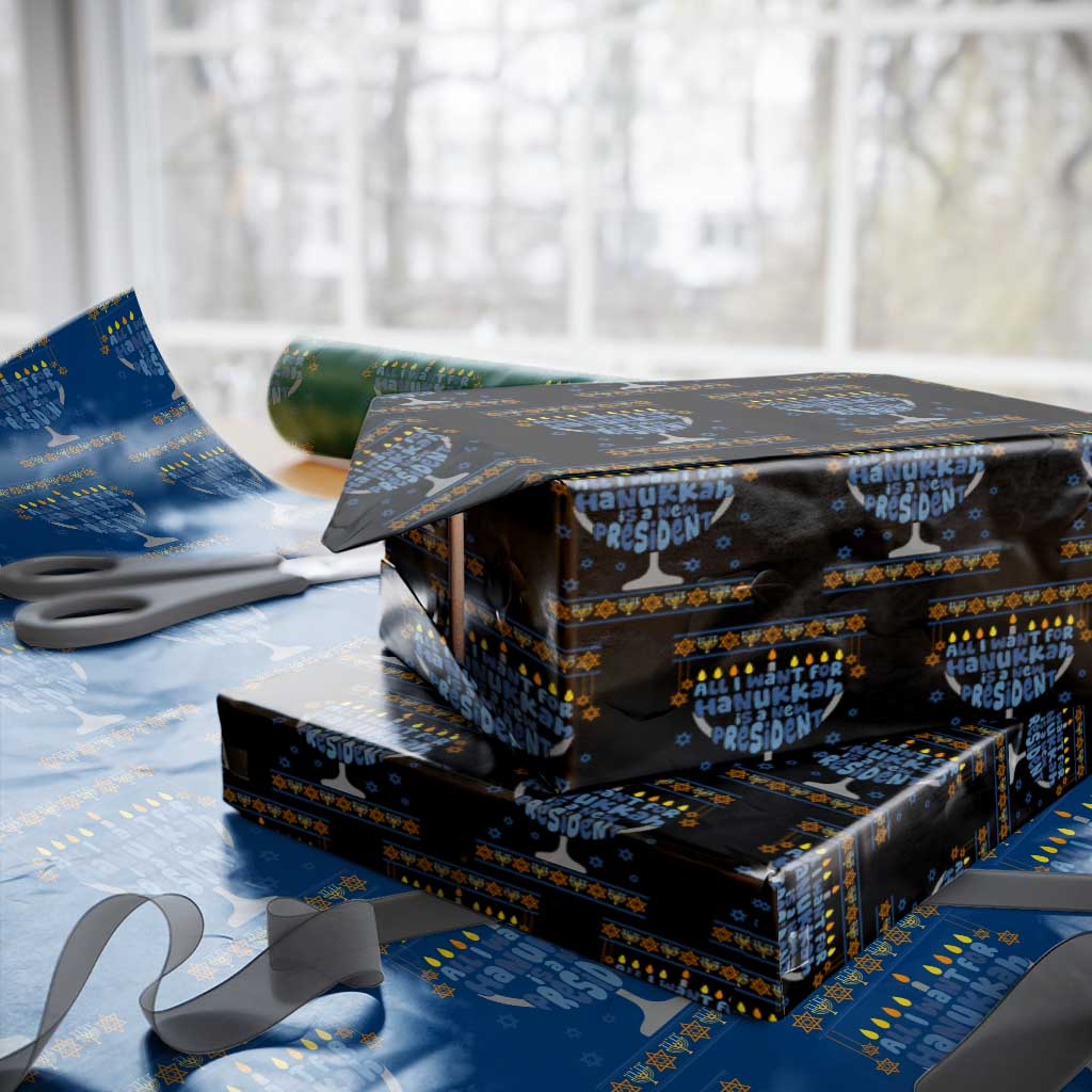 Funny Political Ugly Wrapping Paper Roll All I Want For Hanukkah Is A New President - Wonder Print Shop