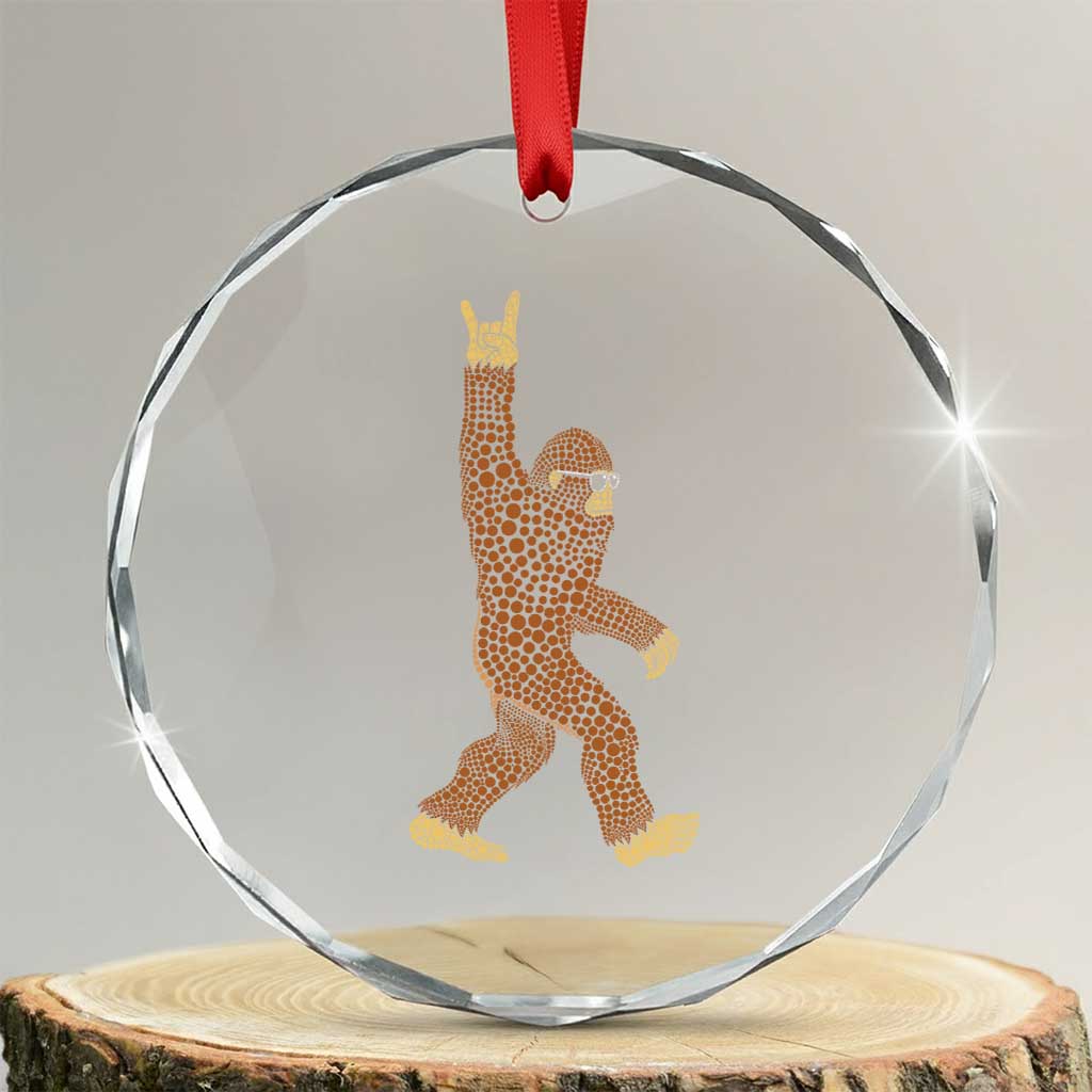 Funny Polka Dot Bigfoot Rock On Crystal Glass Ornament Dot Day Gift