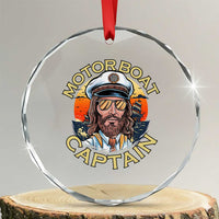 Funny Pontoon Boating Motor Boatin Lake Crystal Glass Ornament Motor Boat Captain - Wonder Print Shop