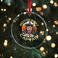 Funny Pontoon Boating Motor Boatin Lake Crystal Glass Ornament Motor Boat Captain - Wonder Print Shop