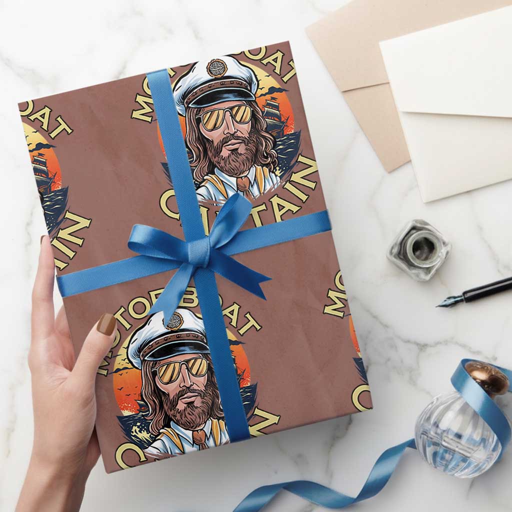 Funny Pontoon Boating Motor Boatin Lake Wrapping Paper Roll Motor Boat Captain - Wonder Print Shop