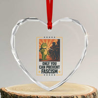 Funny Portland Frog Protest Heart Crystal Glass Ornament Only You Can Prevent Fascism Gift - Wonder Print Shop