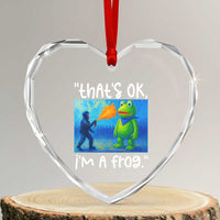 Funny Portland Frog Protest Heart Crystal Glass Ornament Thats OK Im A Frog Pepper Spray - Wonder Print Shop