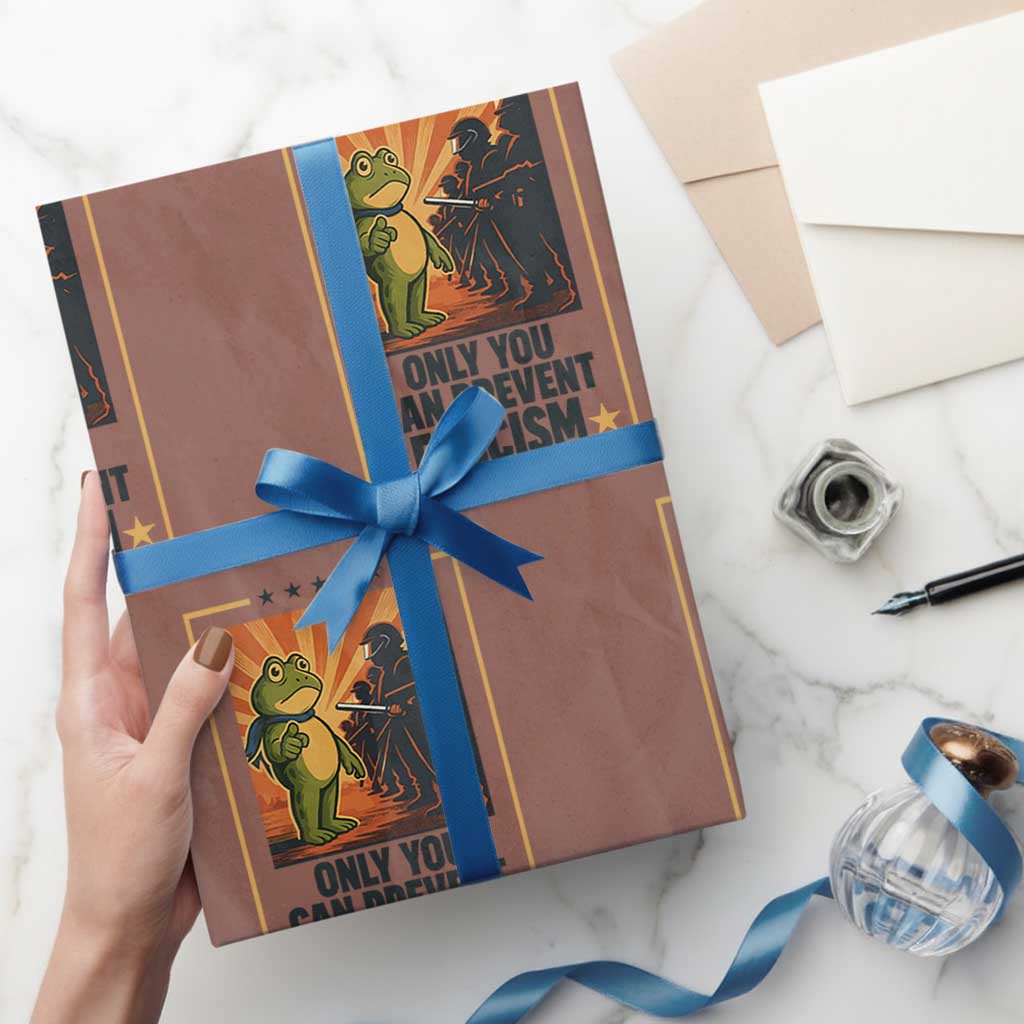 Funny Portland Frog Protest Wrapping Paper Roll Only You Can Prevent Fascism Gift - Wonder Print Shop