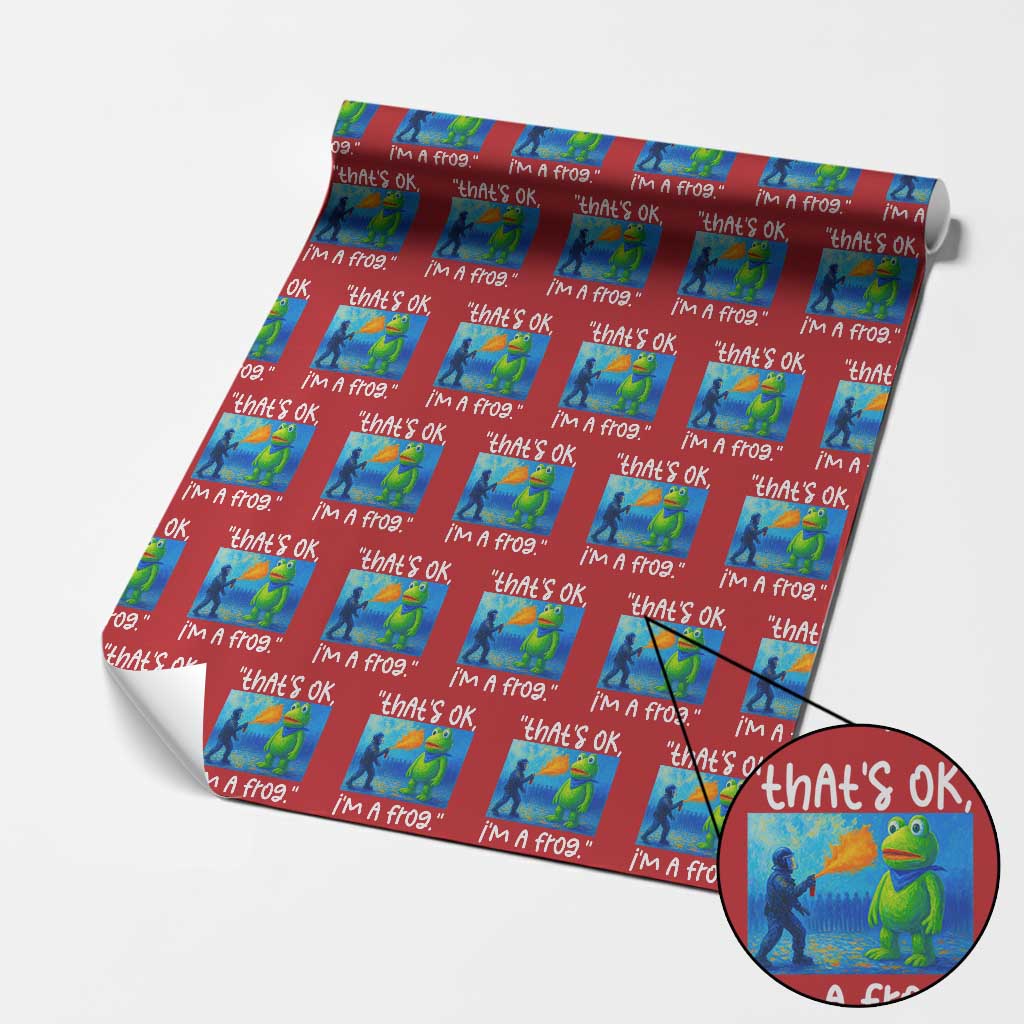 Funny Portland Frog Protest Wrapping Paper Roll Thats OK Im A Frog Pepper Spray - Wonder Print Shop