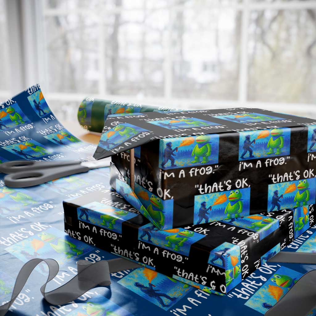 Funny Portland Frog Protest Wrapping Paper Roll Thats OK Im A Frog Pepper Spray - Wonder Print Shop
