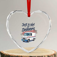 Funny Postal Worker Heart Crystal Glass Ornament Just A Girl Who Delivers - Wonder Print Shop