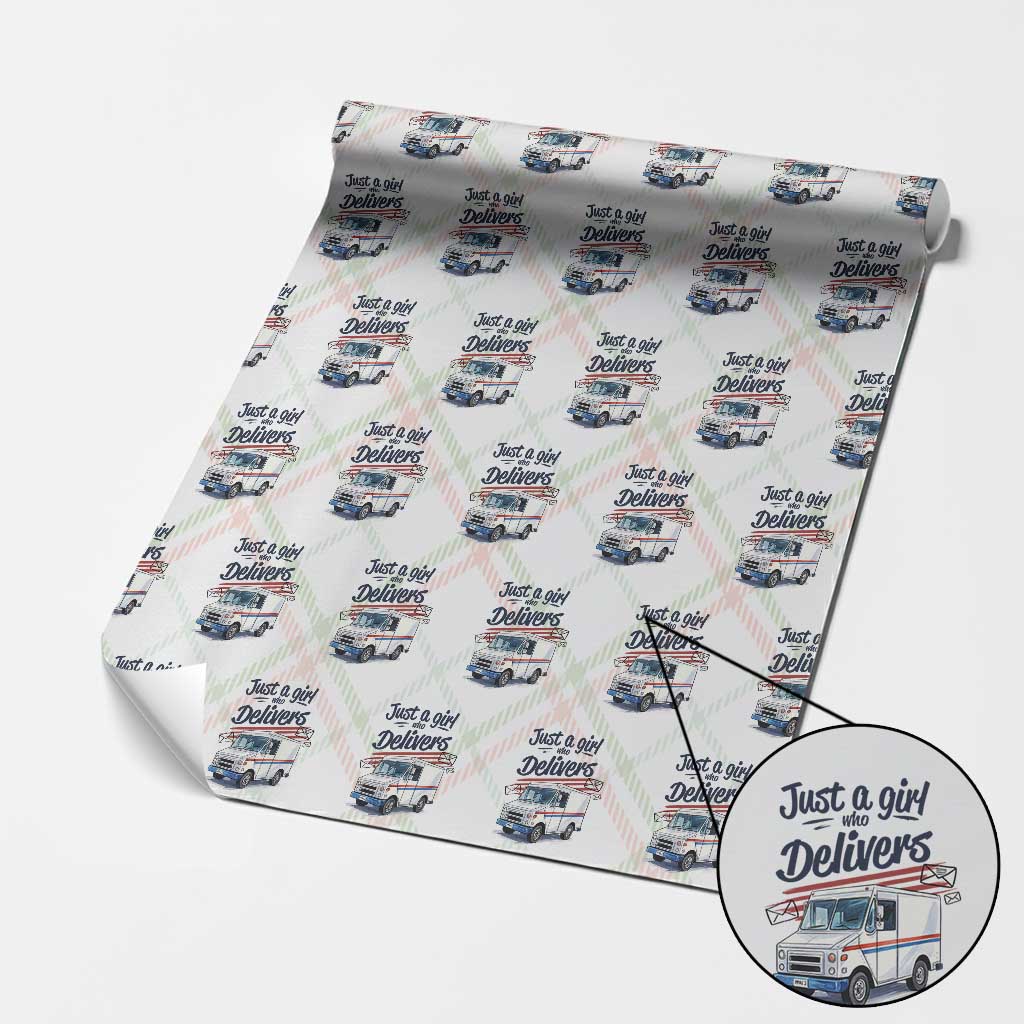 Funny Postal Worker Wrapping Paper Roll Just A Girl Who Delivers - Wonder Print Shop
