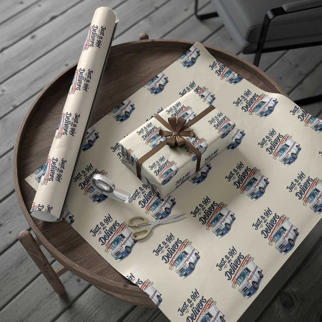 Funny Postal Worker Wrapping Paper Roll Just A Girl Who Delivers - Wonder Print Shop