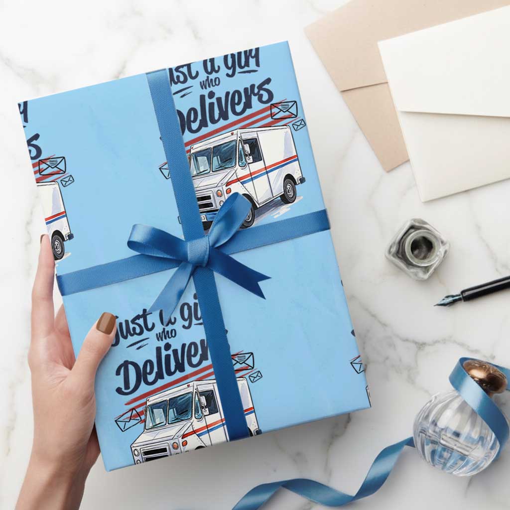 Funny Postal Worker Wrapping Paper Roll Just A Girl Who Delivers - Wonder Print Shop