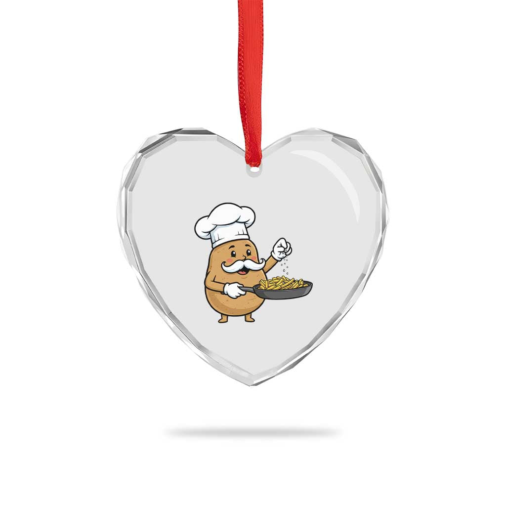 Funny Potato Cooking French Fries Heart Crystal Glass Ornament Food Lover Gift - Wonder Print Shop