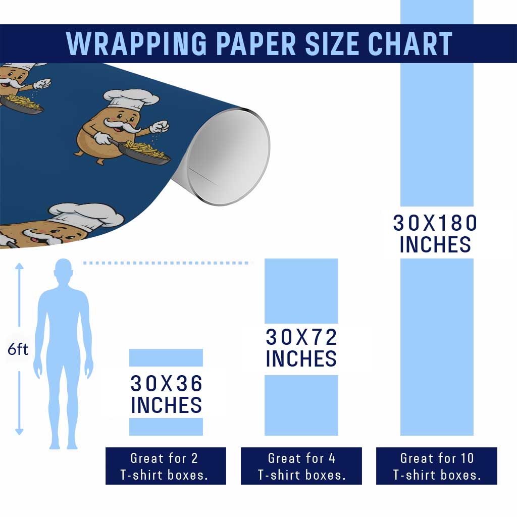 Funny Potato Cooking French Fries Wrapping Paper Roll Food Lover Gift - Wonder Print Shop