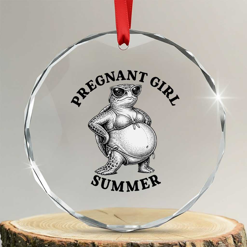 Funny Pregnant Girl Summer Turtle Crystal Glass Ornament Cute Stipple Maternity Bikini Sea Turtle Beach