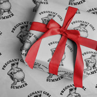 Funny Pregnant Girl Summer Turtle Wrapping Paper Roll Cute Stipple Maternity Bikini Sea Turtle Beach