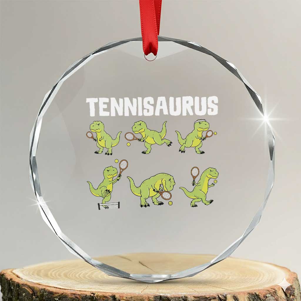 Funny Prehistoric Dinosaur Tennis Player Crystal Glass Ornament Gift For Tennis Fans - Wonder Print Shop