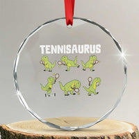 Funny Prehistoric Dinosaur Tennis Player Crystal Glass Ornament Gift For Tennis Fans - Wonder Print Shop