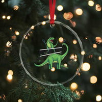 Funny Prehistoric Dinosaur Tennis Player Game Day Crystal Glass Ornament - Wonder Print Shop