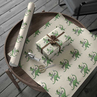 Funny Prehistoric Dinosaur Tennis Player Game Day Wrapping Paper Roll - Wonder Print Shop