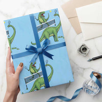 Funny Prehistoric Dinosaur Tennis Player Game Day Wrapping Paper Roll - Wonder Print Shop