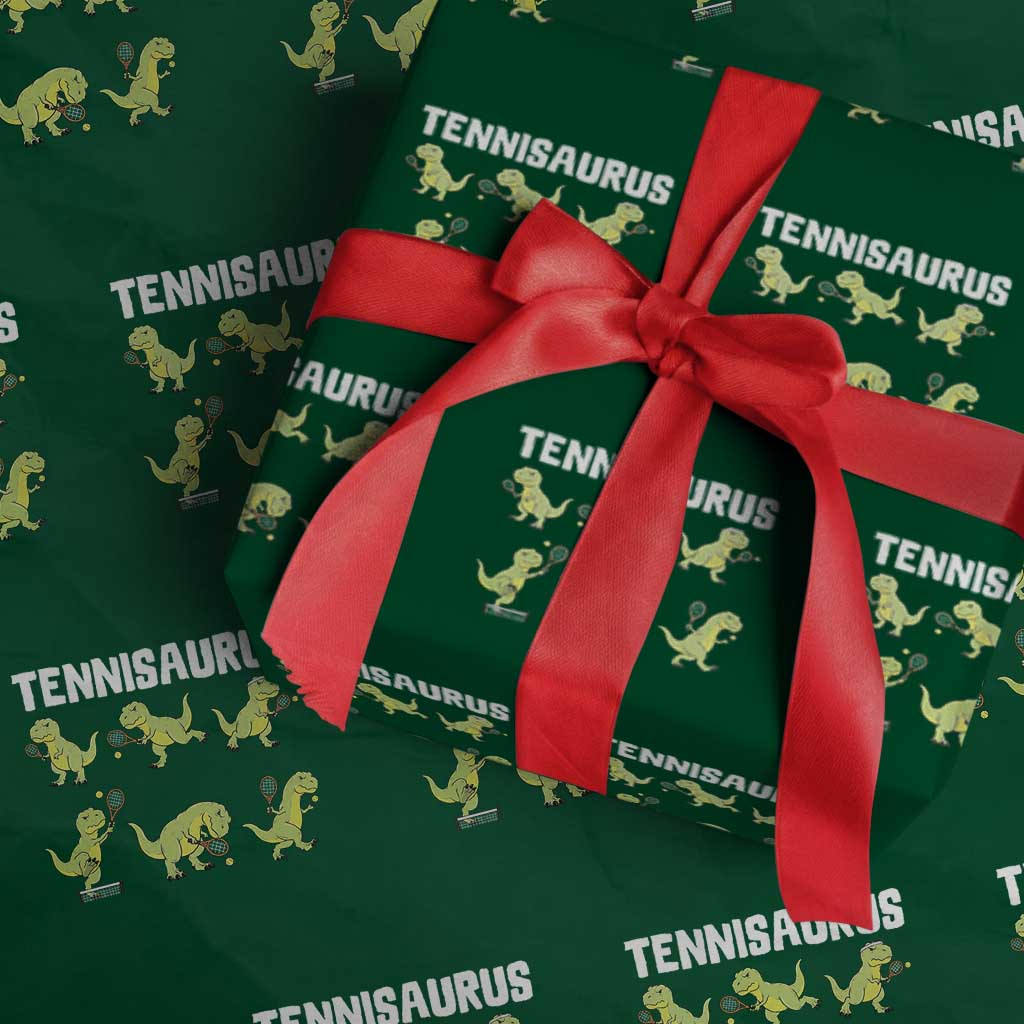 Funny Prehistoric Dinosaur Tennis Player Wrapping Paper Roll Gift For Tennis Fans - Wonder Print Shop
