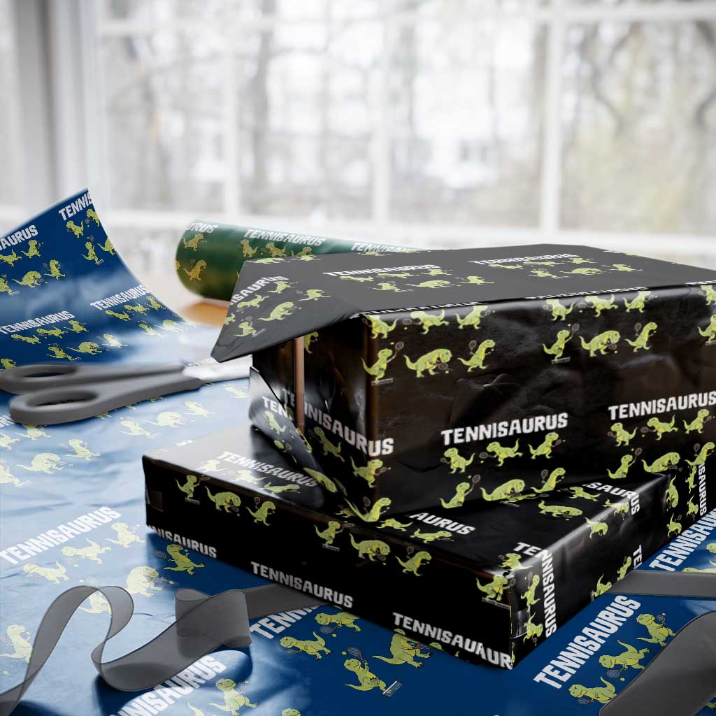 Funny Prehistoric Dinosaur Tennis Player Wrapping Paper Roll Gift For Tennis Fans - Wonder Print Shop
