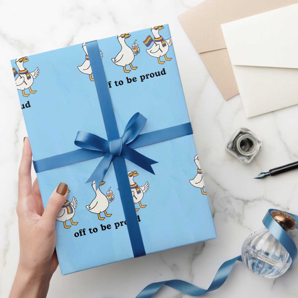 Funny Pride Goose Off To Be Proud Wrapping Paper Roll LGBTQ Advocate Gift