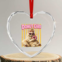 Funny Princess Cat Eating Donut Heart Crystal Glass Ornament Sci-Fi Book Lover Gift