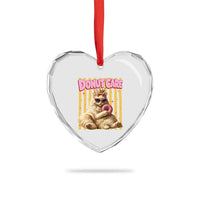Funny Princess Cat Eating Donut Heart Crystal Glass Ornament Sci-Fi Book Lover Gift