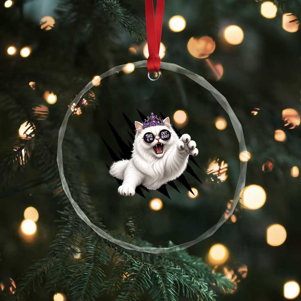 Funny Princess Cat With Featuring Scratch Effect Printed Crystal Glass Ornament This Is An Outrage