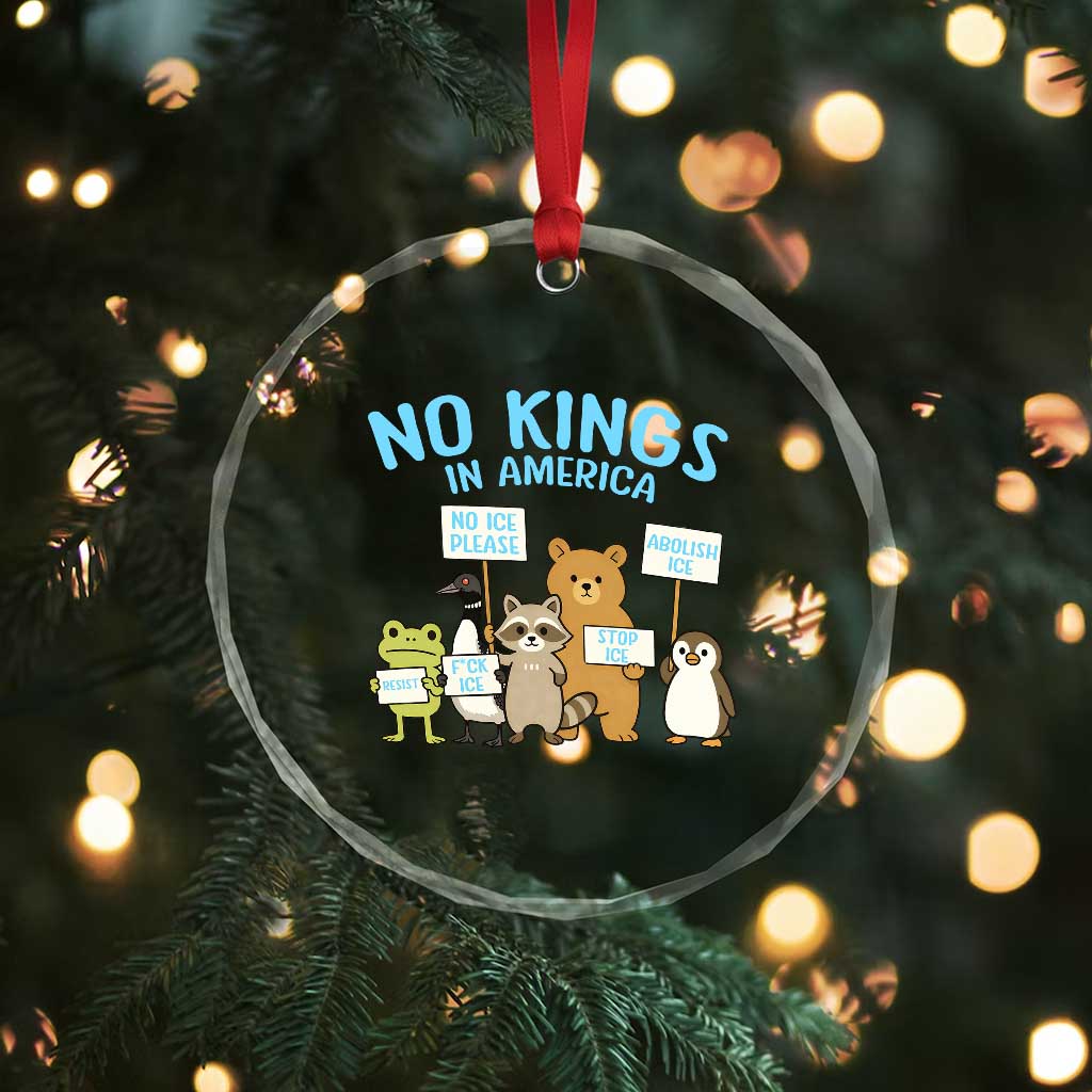 Funny Protest Animals Abolish Ice Crystal Glass Ornament Minneapolis USA Support Gift