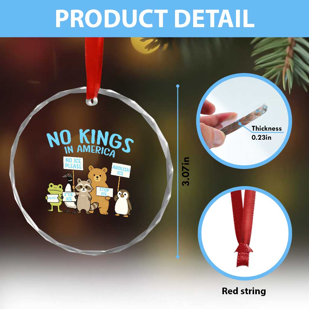 Funny Protest Animals Abolish Ice Crystal Glass Ornament Minneapolis USA Support Gift
