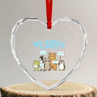 Funny Protest Animals Abolish Ice Heart Crystal Glass Ornament Minneapolis USA Support Gift